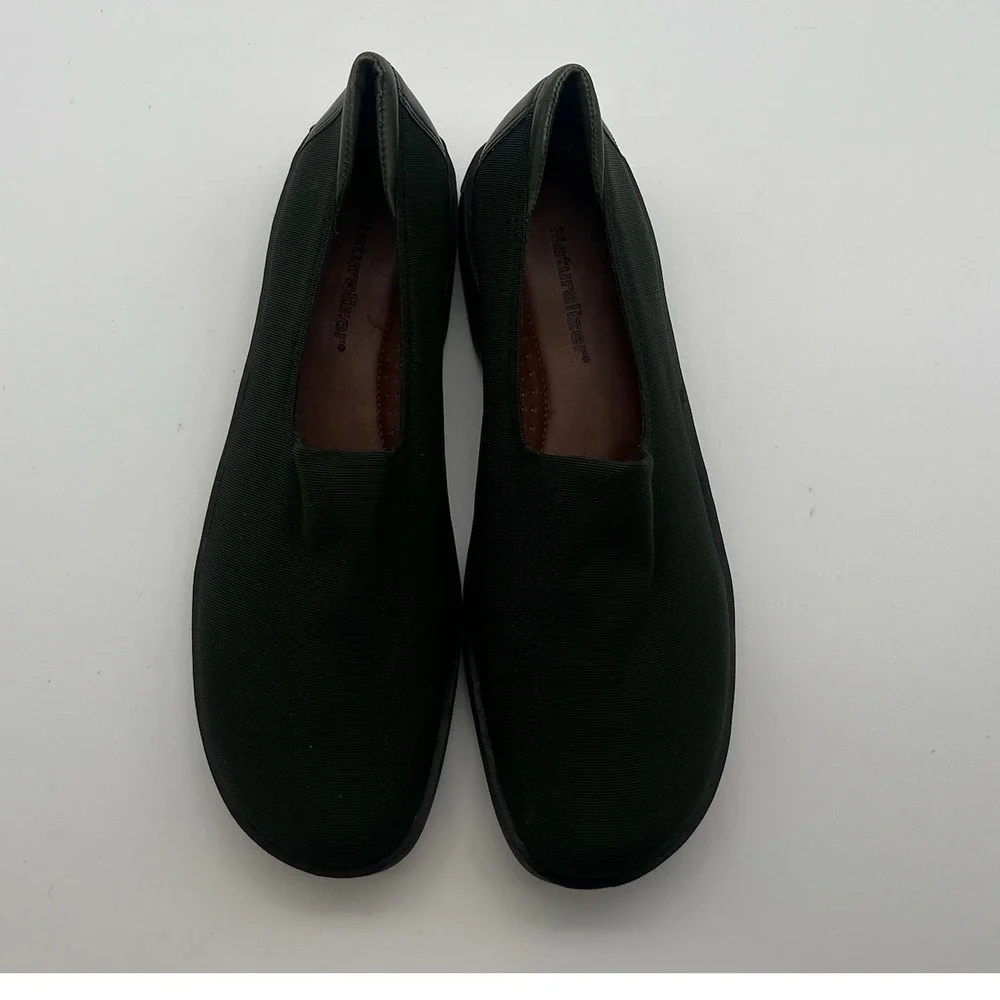 Naturalizer Womens 8M Green Ribbed Fabric Slip On Loafers Fit 4U System 103N70